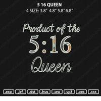 5 16 Queen Embroidery File 4 size