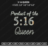 5 16 Queen Embroidery File 4 size