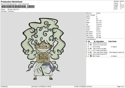 5th Gear L Embroidery File 6 sizes