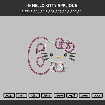 6- Hello Kitty Aplique Embroidery Machine Design File