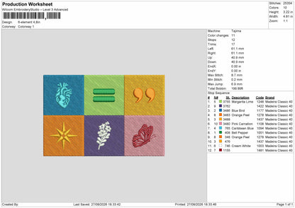 Rectangle Icons Embroidery Machine Design File 6 sizes