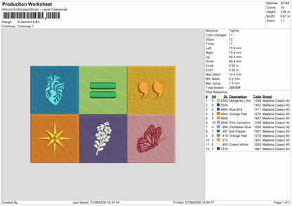Rectangle Icons Embroidery Machine Design File 6 sizes