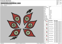 6 Eyes Demon Slayer Embroidery File 4 size