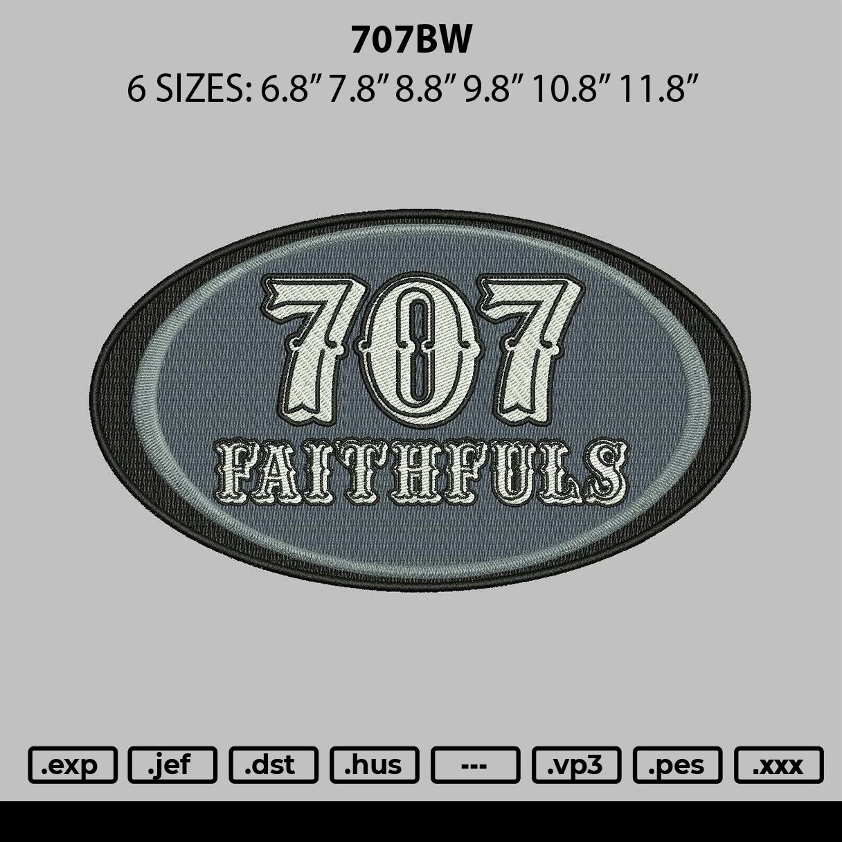 707bw Embroidery File 6 sizes