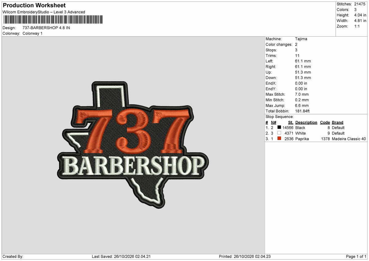 Barbershoptext 2610 Embroidery Machine Design File 6 sizes