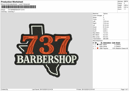 Barbershoptext 2610 Embroidery Machine Design File 6 sizes