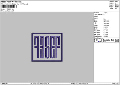 73seftext Embroidery File 6 sizes