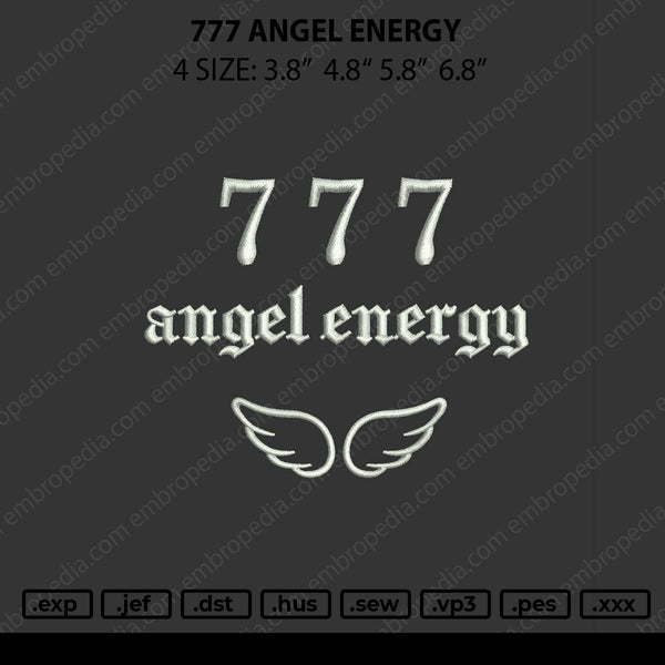 777 Angel Energy Embroidery File 4 size