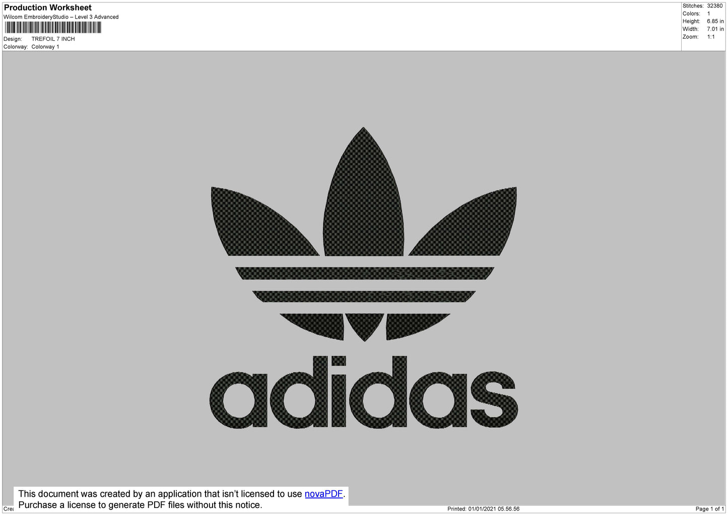 Adidas trefoil brick contour Embroidery File 7 size