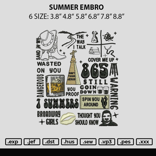 SummerEmbro Embroidery File 6 sizes