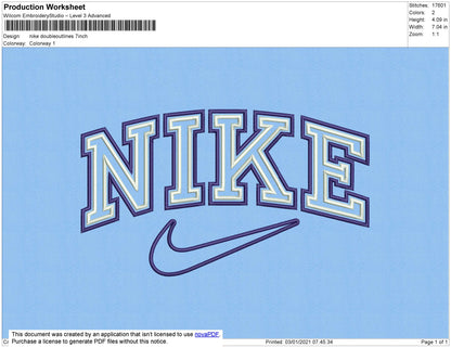 Nike Double Outlines Embroidery File 8 Size
