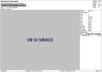Roman Numerals 1412 Embroidery File 6 sizes