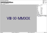 Roman Numerals 1412 Embroidery File 6 sizes