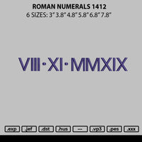 Roman Numerals 1412 Embroidery File 6 sizes