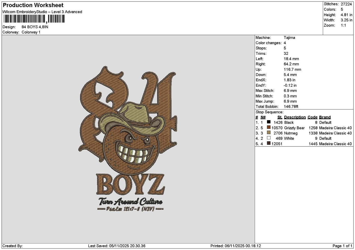 Emoticon  0611 Embroidery File 6 sizes
