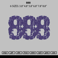888 Embroidery File 6 sizes