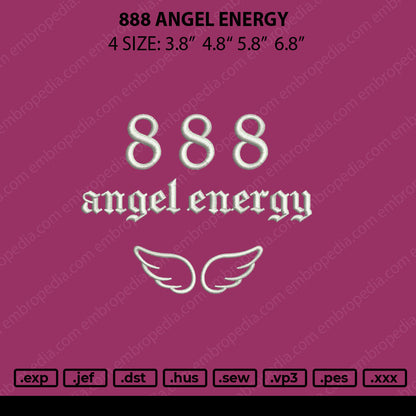 888 Angel Energy Embroidery File 4 size