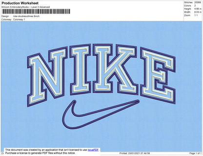 Nike Double Outlines Embroidery File 8 Size