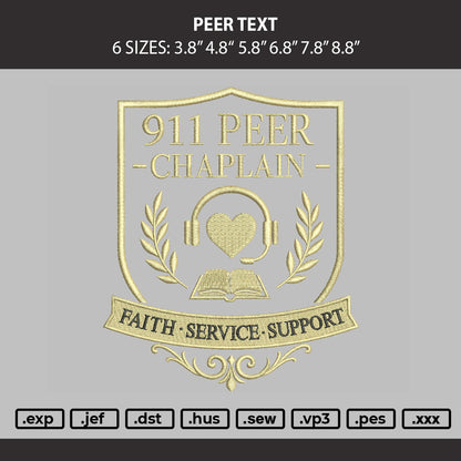 Peertext Embroidery Machine Design File 6 sizes