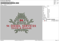 94 Diesel Service Embroidery File 4 size