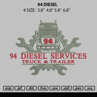 94 Diesel Service Embroidery File 4 size