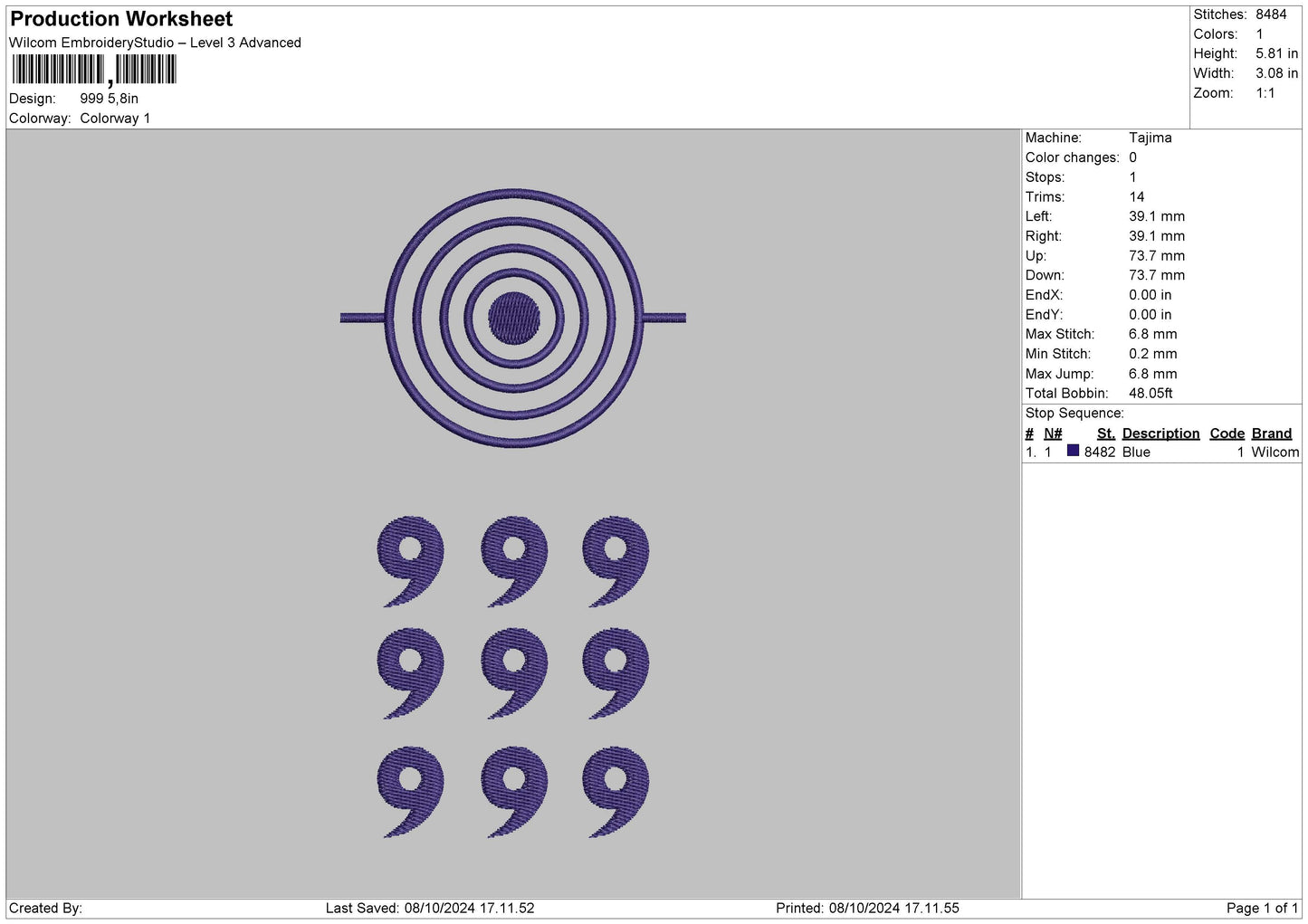 Point Circle Embroidery File 6 sizes