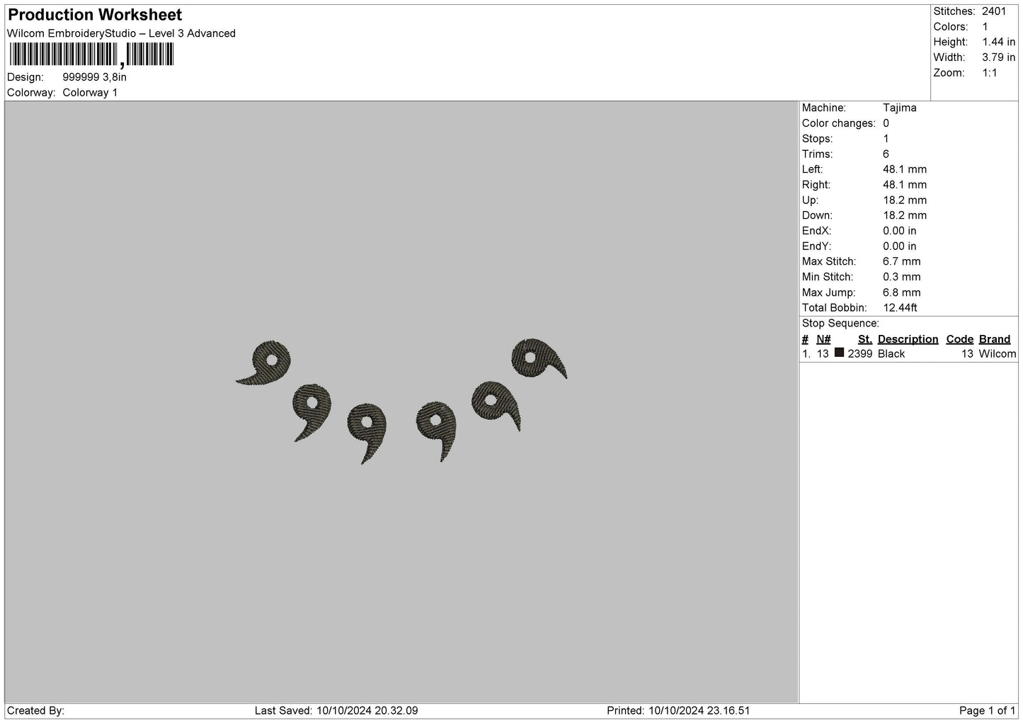 Logo1024 Embroidery File 6 sizes