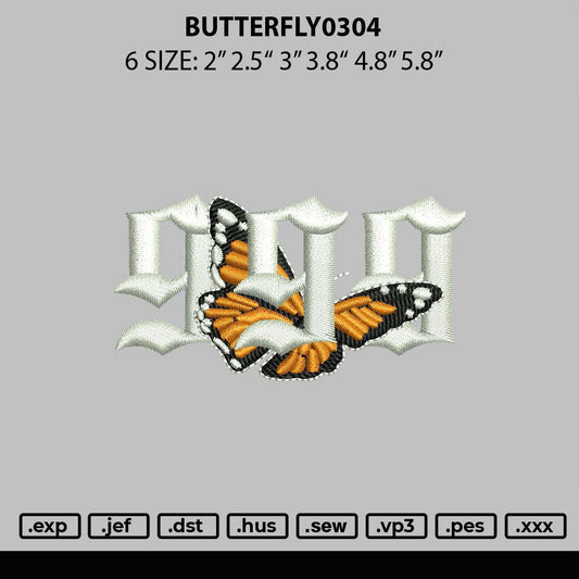 Butterfly0304 Embroidery Machine Design File 6 sizes