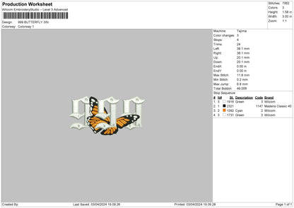 Butterfly0304 Embroidery Machine Design File 6 sizes