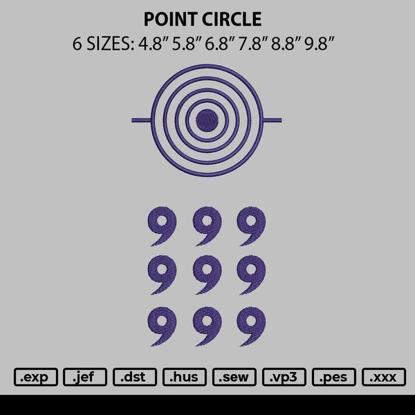 Point Circle Embroidery File 6 sizes