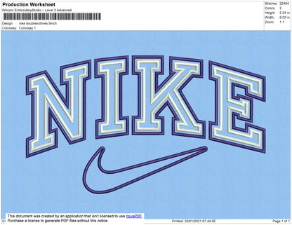 Nike Double Outlines Embroidery File 8 Size