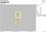 9 Number Embroidery File 6 sizes