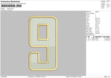 9 Number Embroidery File 6 sizes
