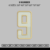 9 Number Embroidery File 6 sizes