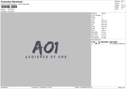 A01text Embroidery File 6 sizes
