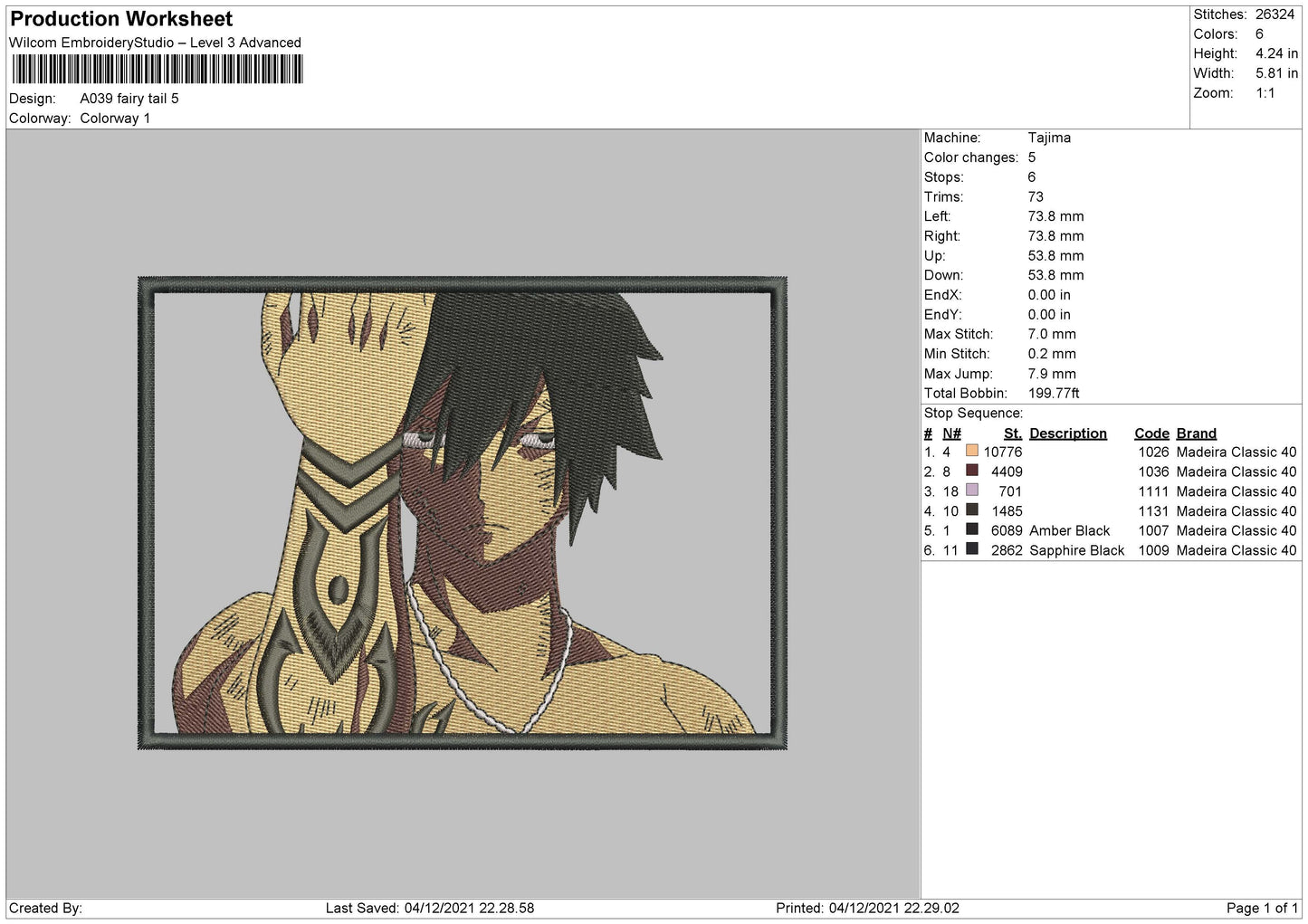 Fairy Tail Embroidery File 4 size