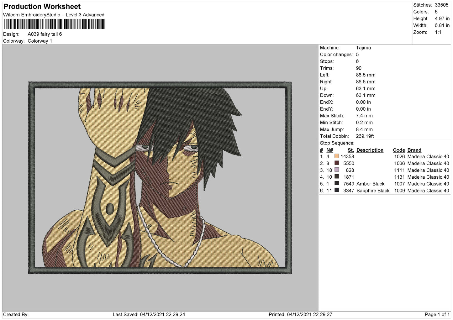 Fairy Tail Embroidery File 4 size
