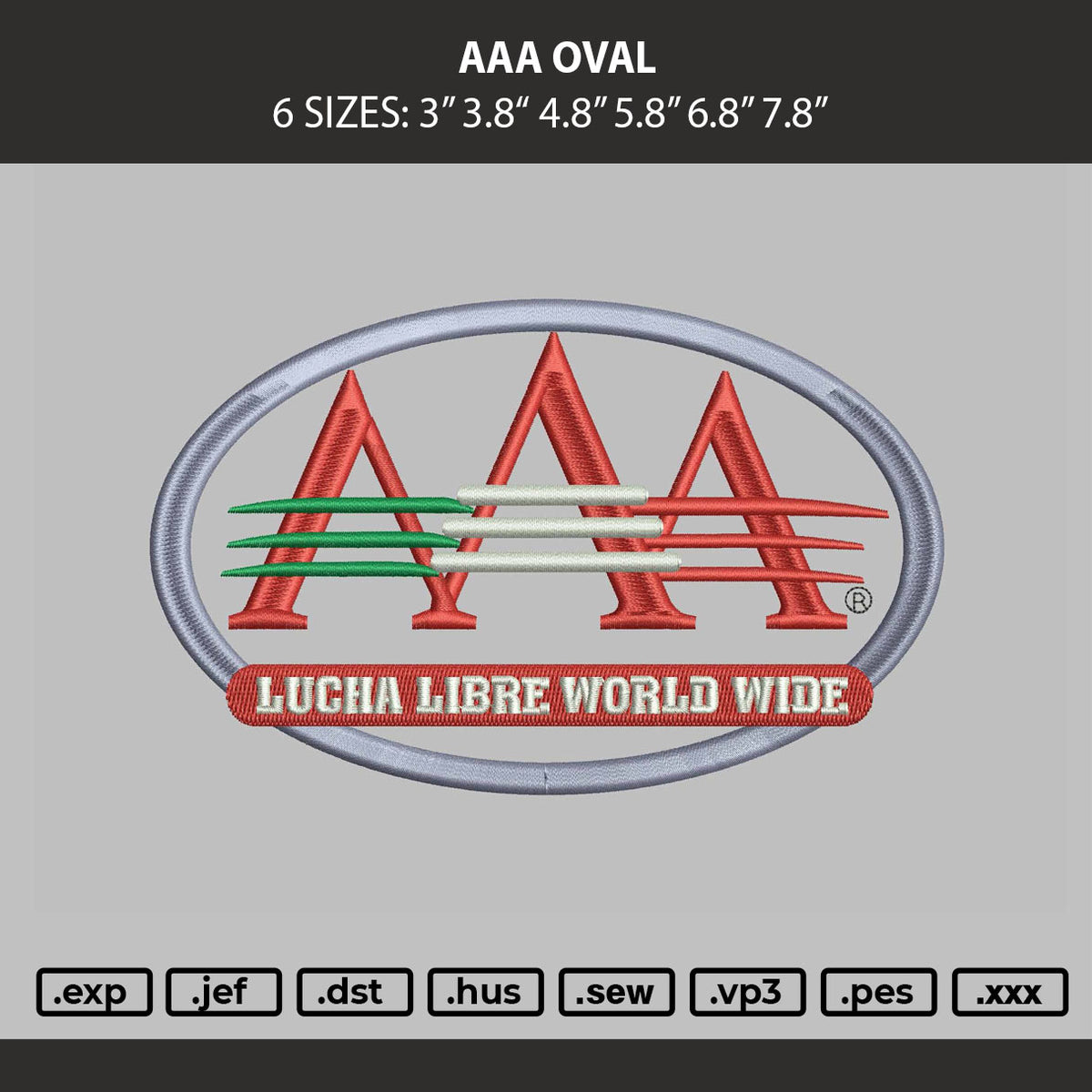 Aaa Oval Embroidery Machine Design File 6 sizes