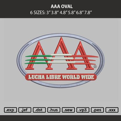 Aaa Oval Embroidery Machine Design File 6 sizes