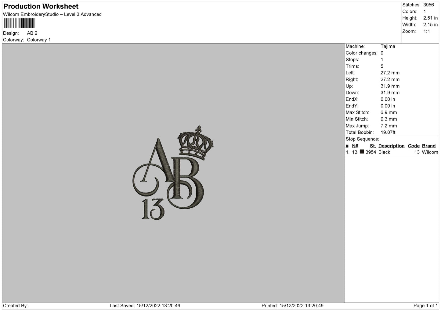 AB Embroidery File 6 sizes