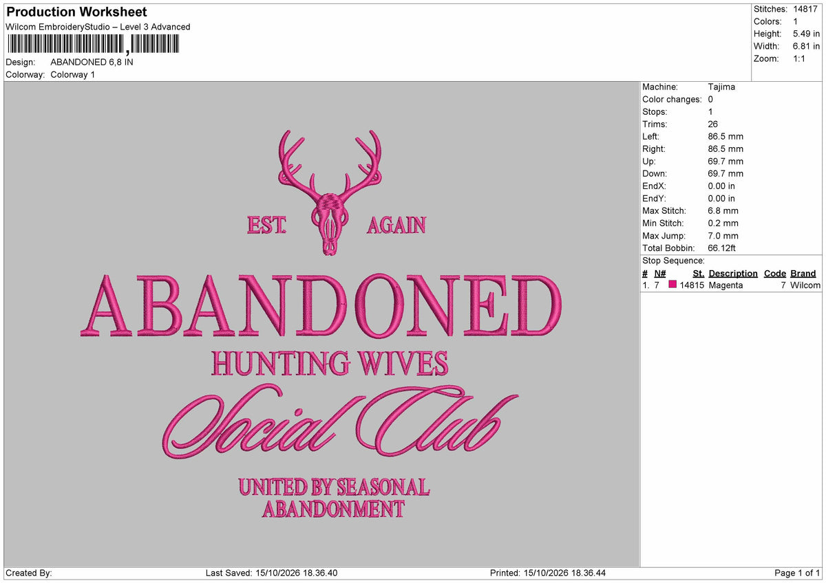 Abandonedtext Embroidery Machine Design File 6 sizes