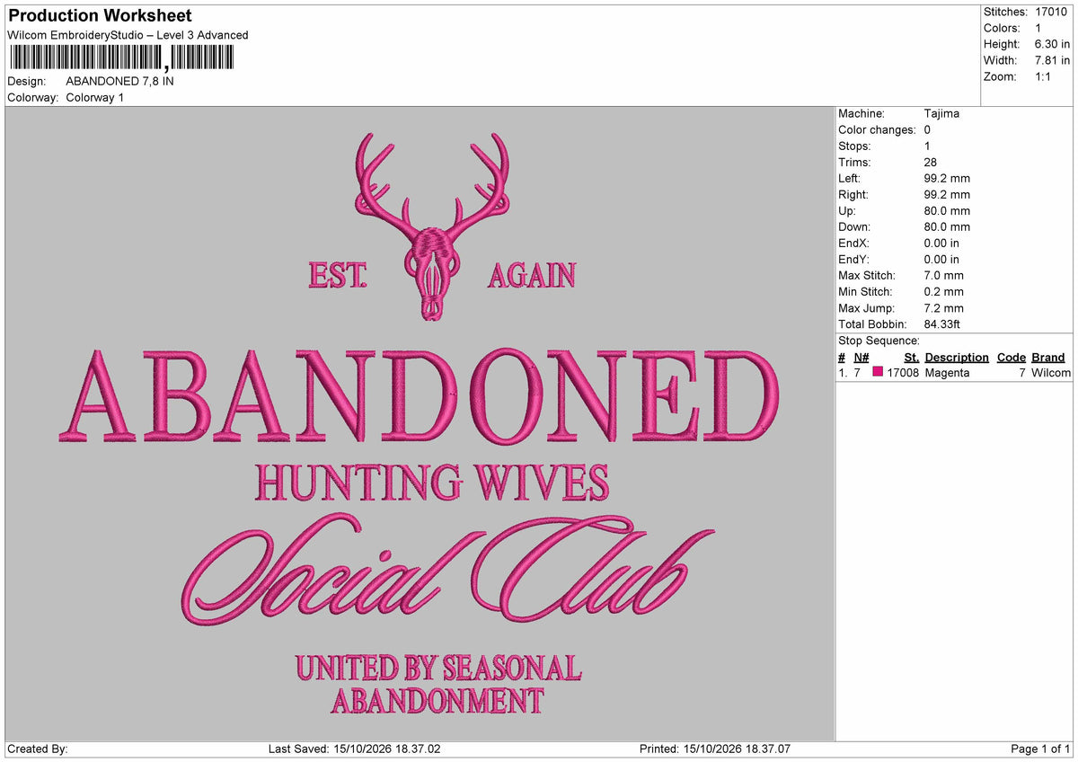 Abandonedtext Embroidery Machine Design File 6 sizes