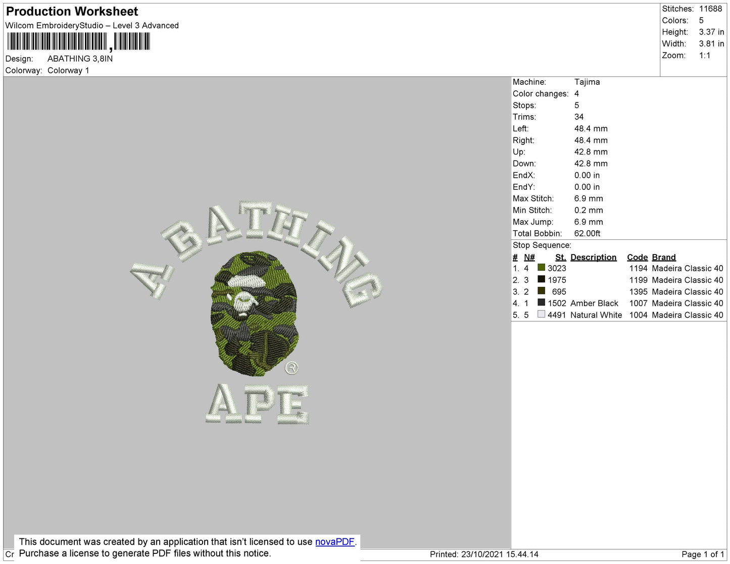 A Bathing Embroidery File 4 size