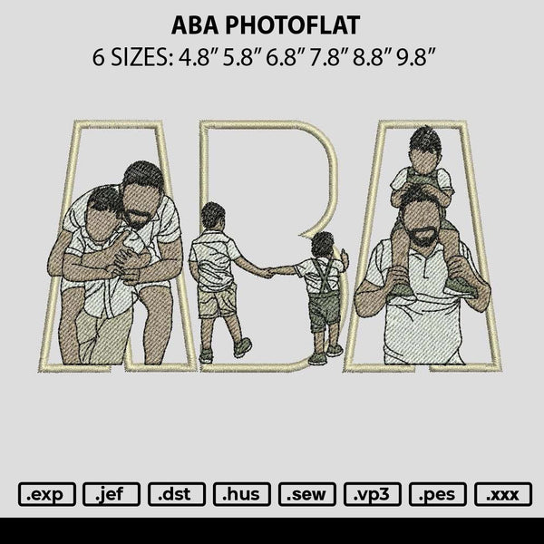 Aba Photoflat Embroidery File 6 sizes