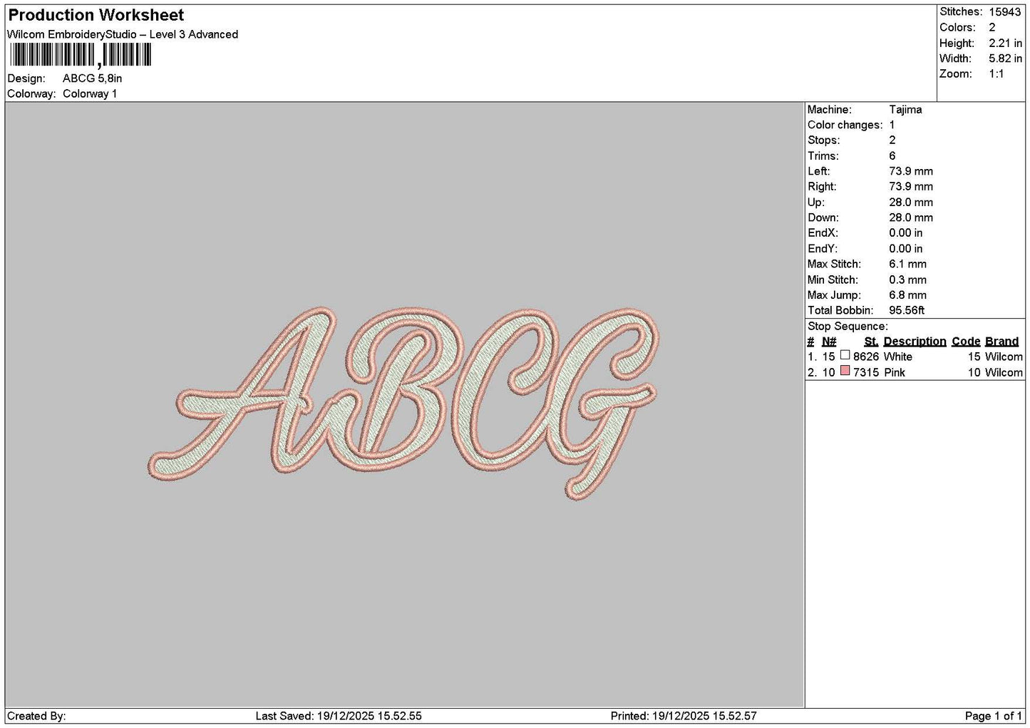Textabcg Embroidery File 6 sizes