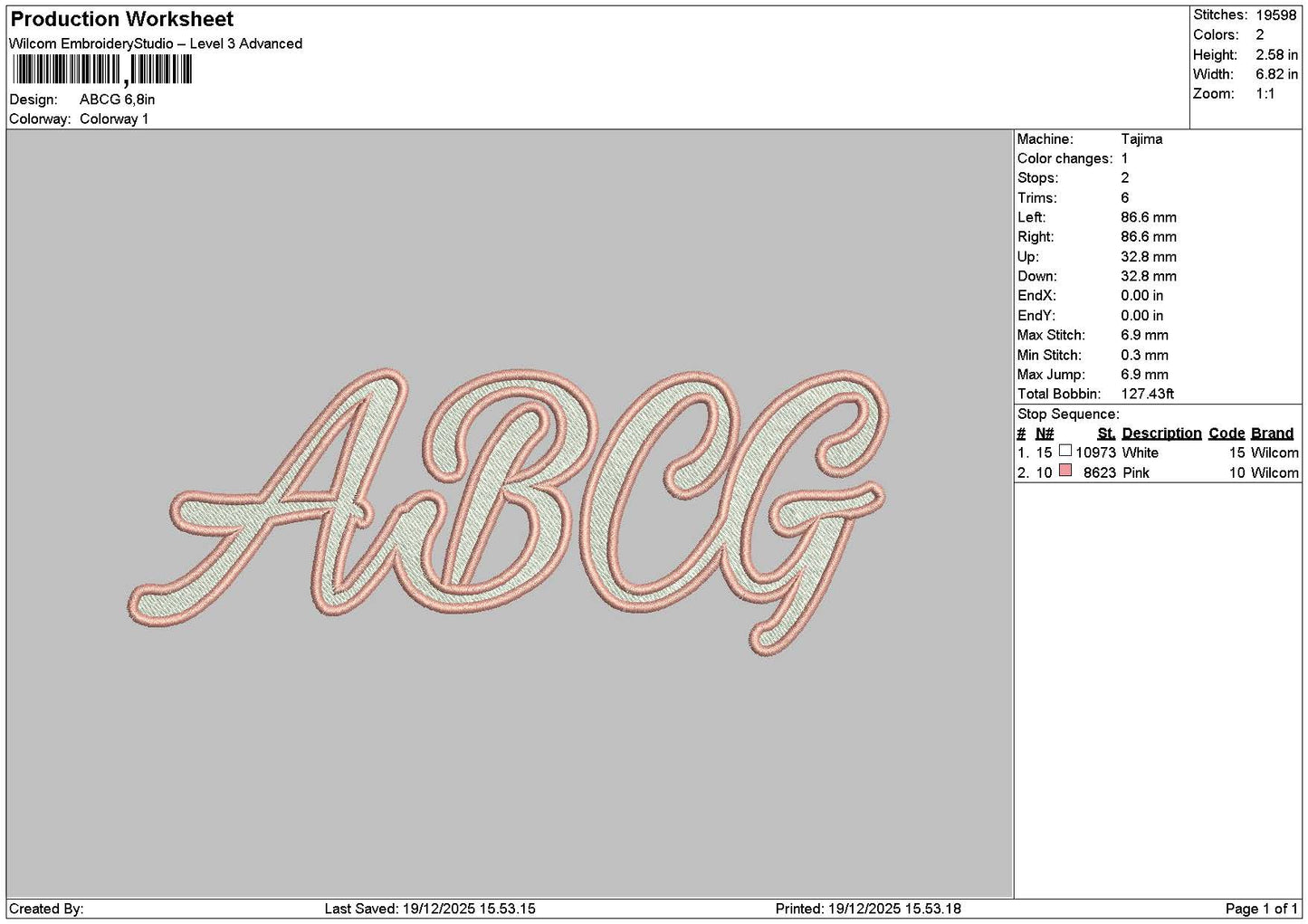 Textabcg Embroidery File 6 sizes