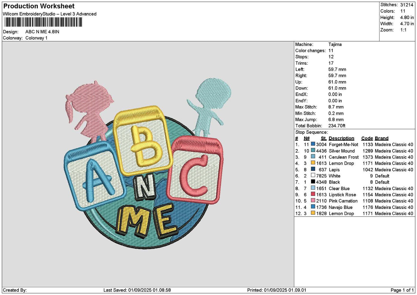 Abctext Embroidery File 6 sizes