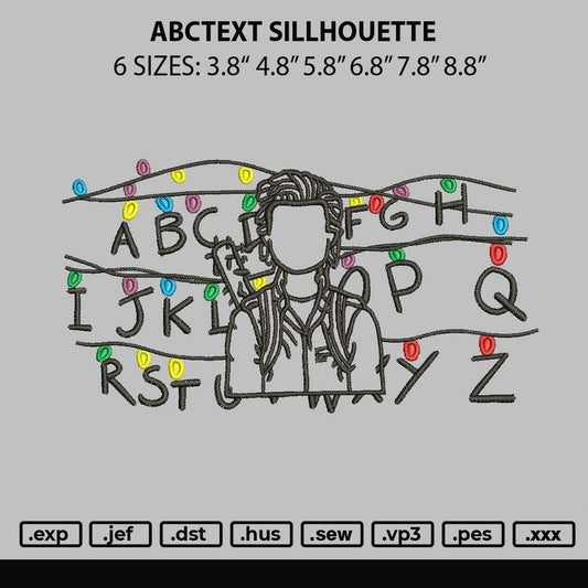 Abctext Sillhouette Embroidery File 6 sizes