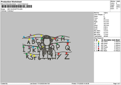 Abctext Sillhouette Embroidery File 6 sizes