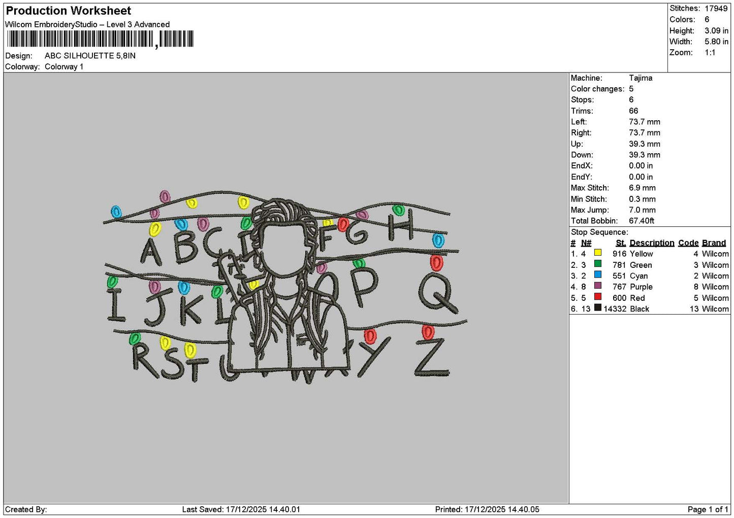 Abctext Sillhouette Embroidery File 6 sizes